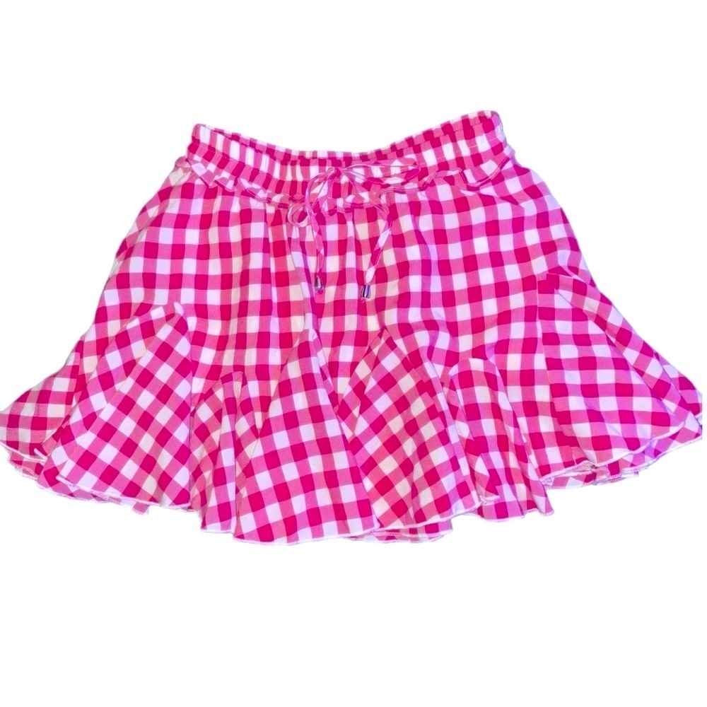 Vibrant Pink Checkered Mini Skirt